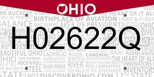 H02622Q Ohio License Plate