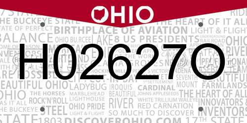 H02627O Ohio License Plate