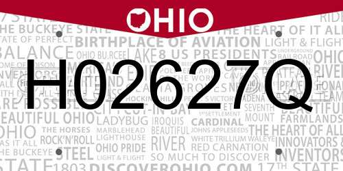 H02627Q Ohio License Plate
