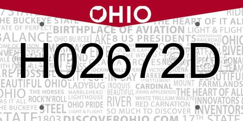 H02672D Ohio License Plate