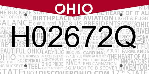 H02672Q Ohio License Plate