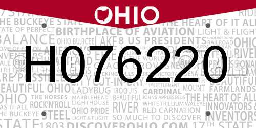 H076220 Ohio License Plate