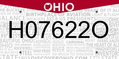 H07622O Ohio License Plate
