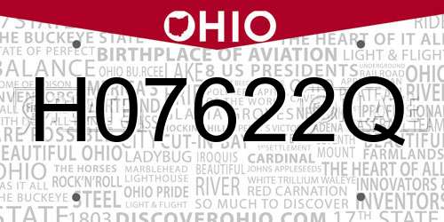H07622Q Ohio License Plate