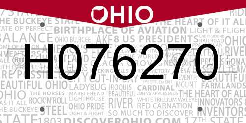 H076270 Ohio License Plate