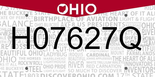 H07627Q Ohio License Plate
