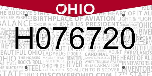 H076720 Ohio License Plate