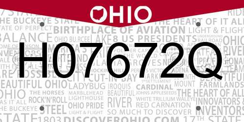 H07672Q Ohio License Plate