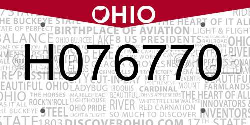 H076770 Ohio License Plate
