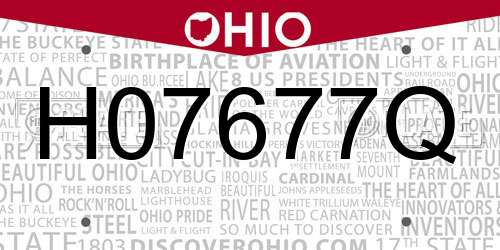 H07677Q Ohio License Plate