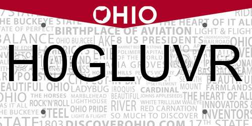H0GLUVR Ohio License Plate