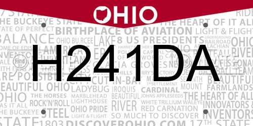 H241DA Ohio License Plate