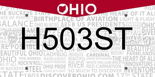 H503ST Ohio License Plate