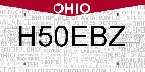 H50EBZ Ohio License Plate