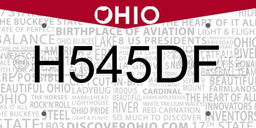 H545DF Ohio License Plate