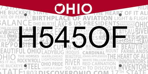 H545OF Ohio License Plate