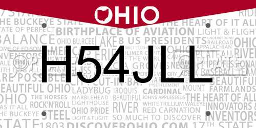 H54JLL Ohio License Plate