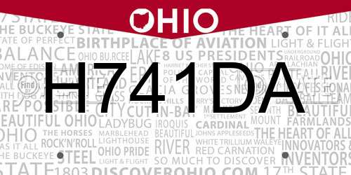 H741DA Ohio License Plate