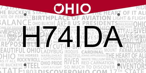 H74IDA Ohio License Plate