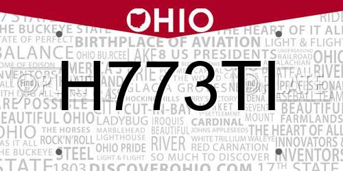H773TI Ohio License Plate
