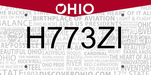 H773ZI Ohio License Plate