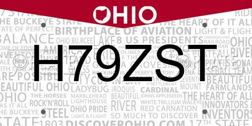 H79ZST Ohio License Plate