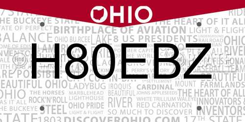 H80EBZ Ohio License Plate