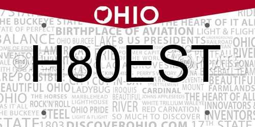 H80EST Ohio License Plate