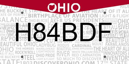 H84BDF Ohio License Plate
