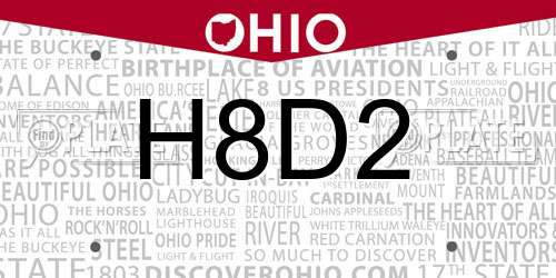 H8D2 Ohio License Plate