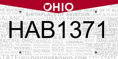 HAB1371 Ohio License Plate