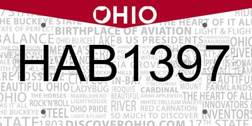 HAB1397 Ohio License Plate