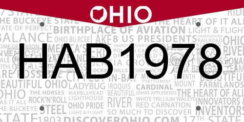HAB1978 Ohio License Plate