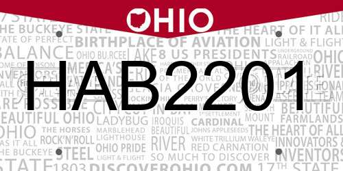 HAB2201 Ohio License Plate