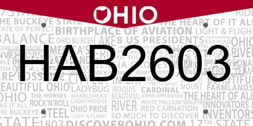 HAB2603 Ohio License Plate