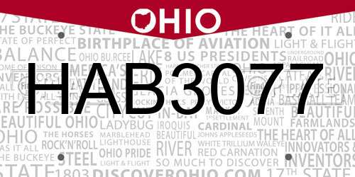 HAB3077 Ohio License Plate