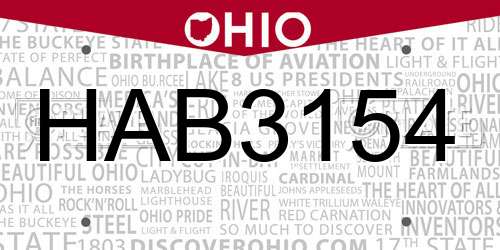 HAB3154 Ohio License Plate