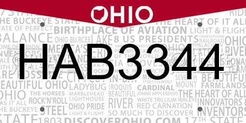 HAB3344 Ohio License Plate