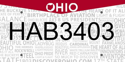 HAB3403 Ohio License Plate