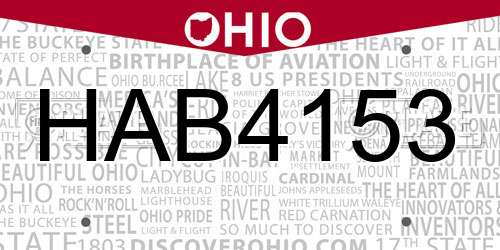 HAB4153 Ohio License Plate