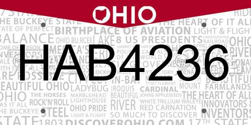 HAB4236 Ohio License Plate