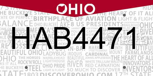 HAB4471 Ohio License Plate