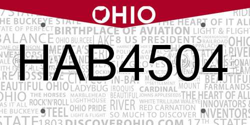 HAB4504 Ohio License Plate