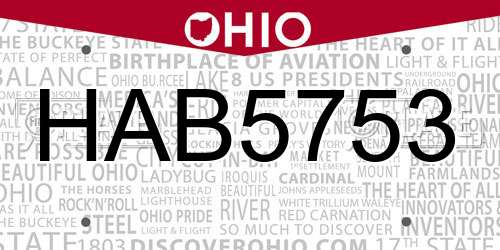 HAB5753 Ohio License Plate