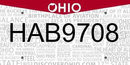 HAB9708 Ohio License Plate