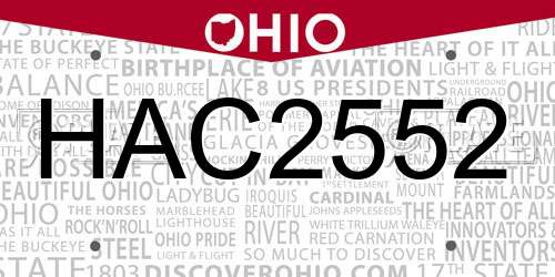 HAC2552 Ohio License Plate