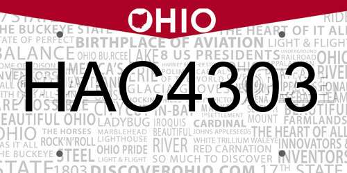 HAC4303 Ohio License Plate
