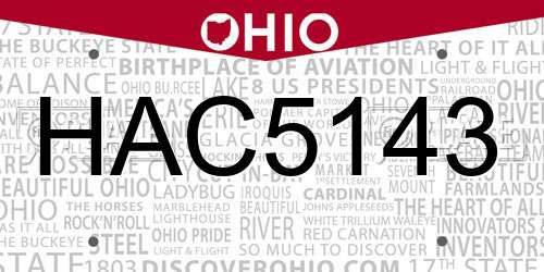 HAC5143 Ohio License Plate
