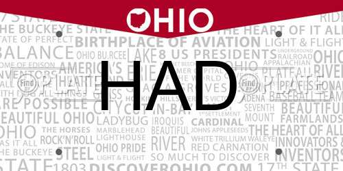 HAD Ohio License Plate