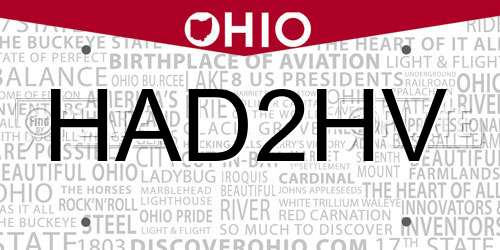 HAD2HV Ohio License Plate